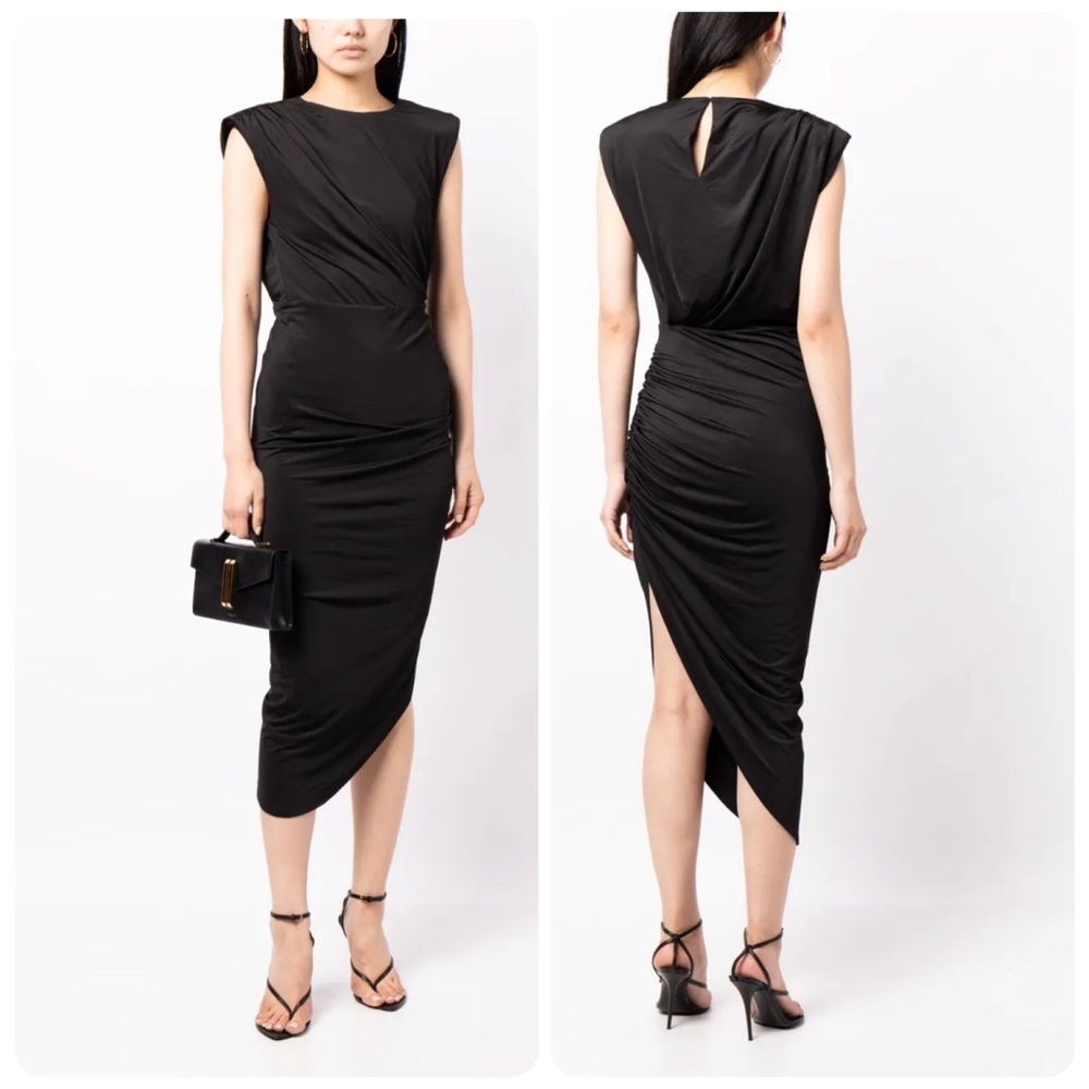 Veronica Beard Merrith Draped Midi Dress Black Size 10 NWT